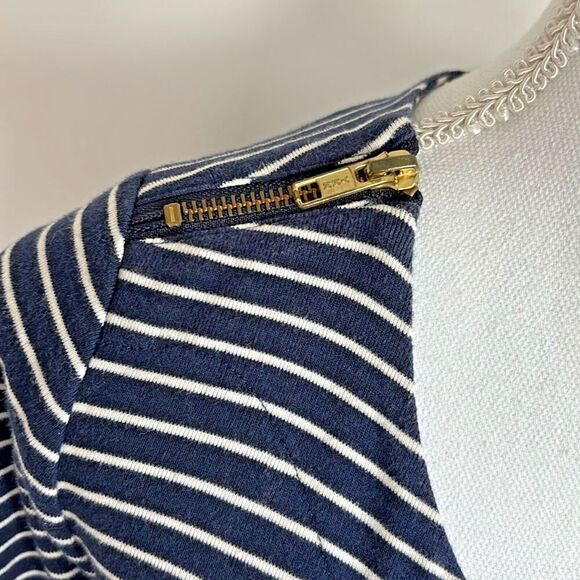 Boden Blue stripe Zip Shoulder Shift Dress Pockets Corpcore  womens size 6 - Picture 6 of 12
